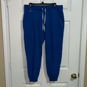 Women figs zamora jogger scrub pants size large, petite length, royal blue